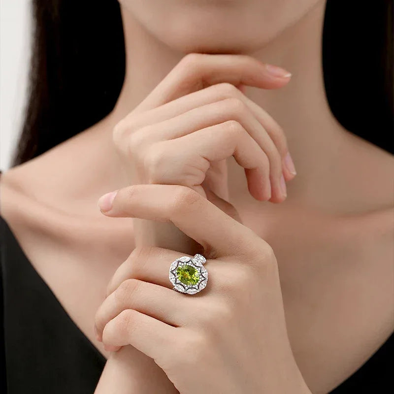 Natural Peridot Gourd Ring - OOAKB