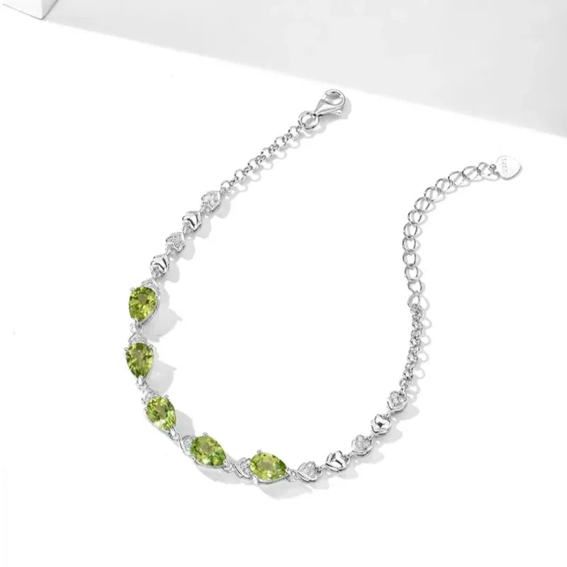 Natural Peridot S925 Silver Bracelet Women's Style - OOAKB
