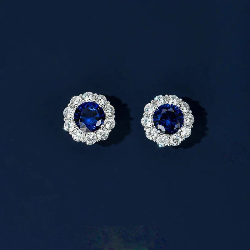 Sapphire Earrings S925 Silver Drop Earrings - OOAKB