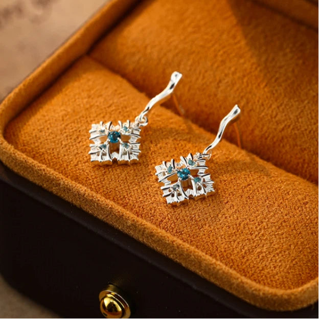 Topaz S925 Silver Snowflake Earrings