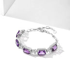 Amethyst Cube Bracelet S925 Silver Women's Style
