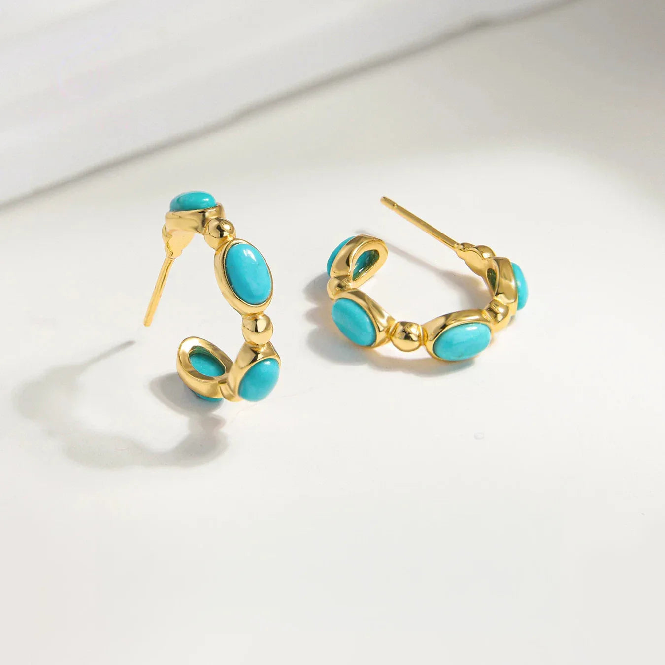 Turquoise Egg-Shaped S925 Silver Luxury Earrings - OOAKB