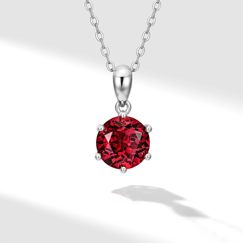 Six-Claw Pigeon Blood Ruby Necklace Women's Style S925 Silver
