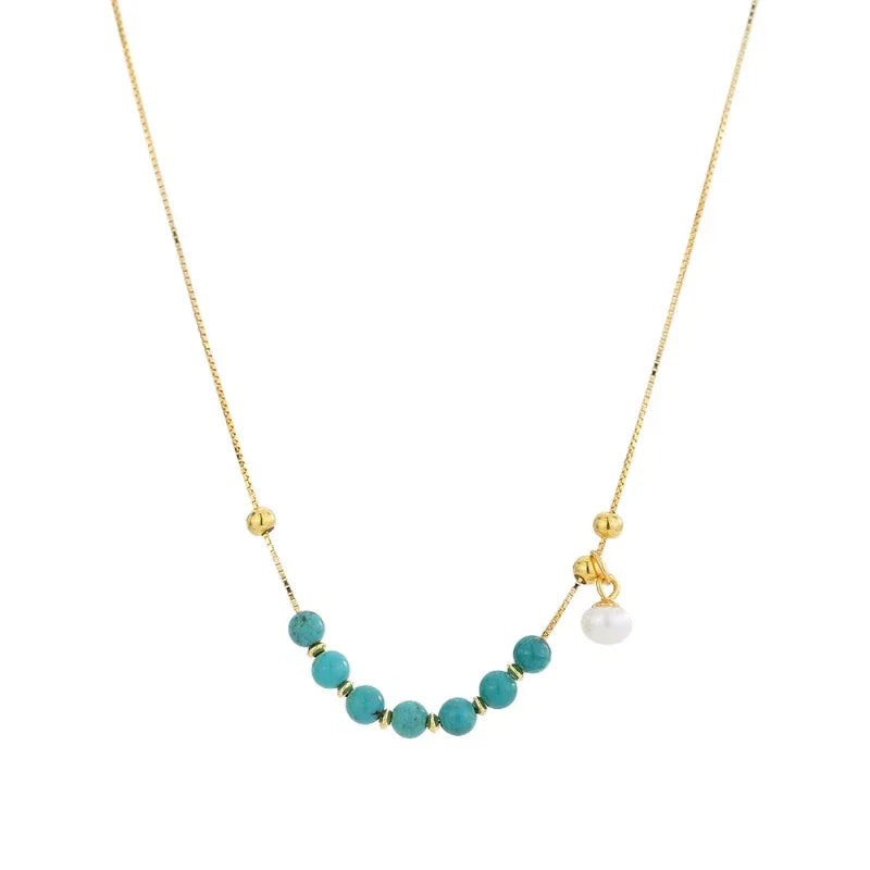Natural Turquoise Pearl DIY Luxury Necklace - OOAKB