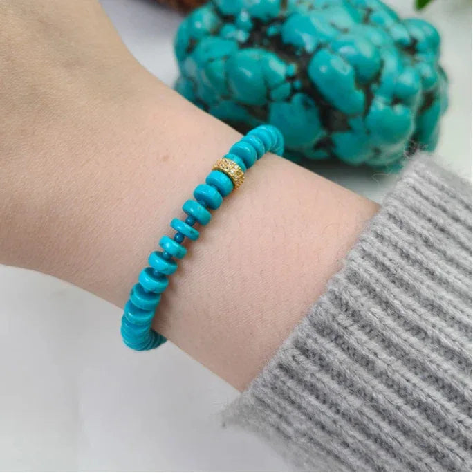 Natural Turquoise Straight-Cut Luxury Bracelet - OOAKB