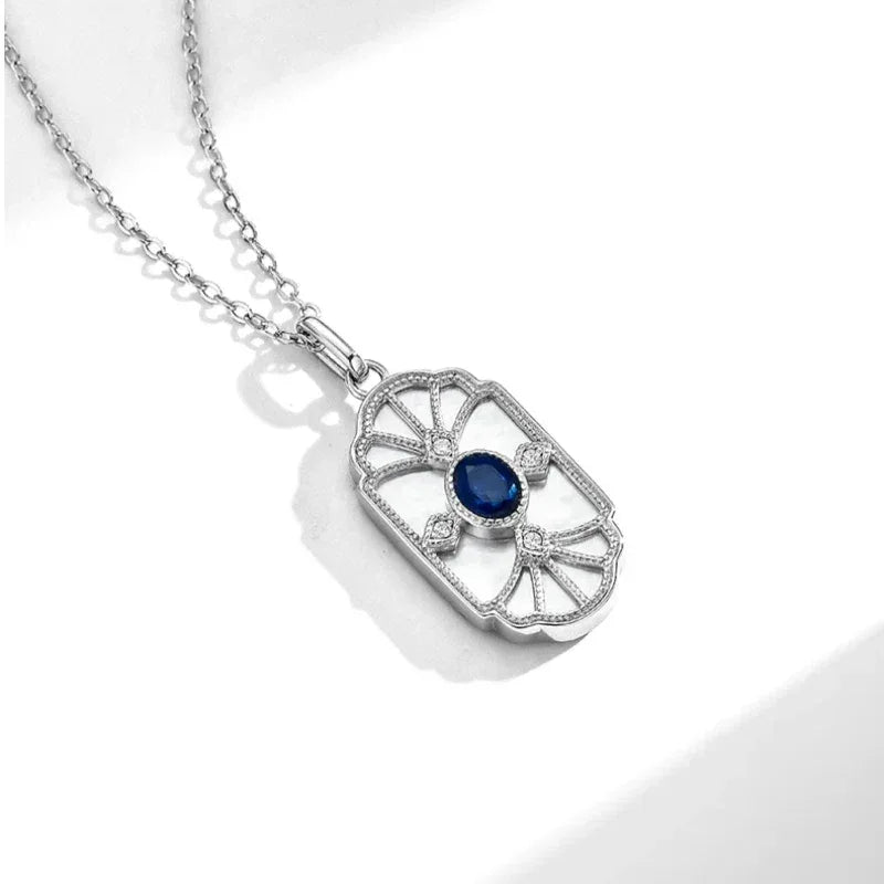 Sapphire S925 Silver Light Luxury Pendant Necklace Women's Style - OOAKB