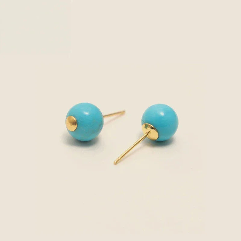 Turquoise Small Round Bead Earrings - OOAKB
