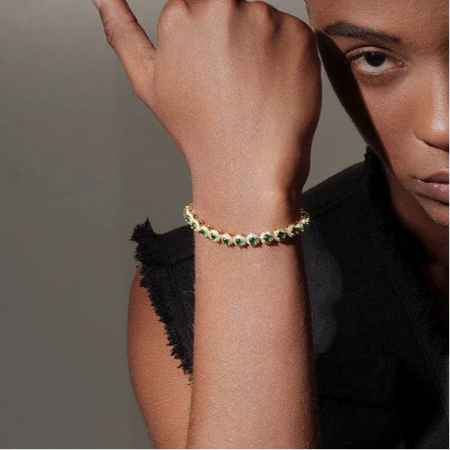 18K Gold Emerald Tennis Bracelet - OOAKB