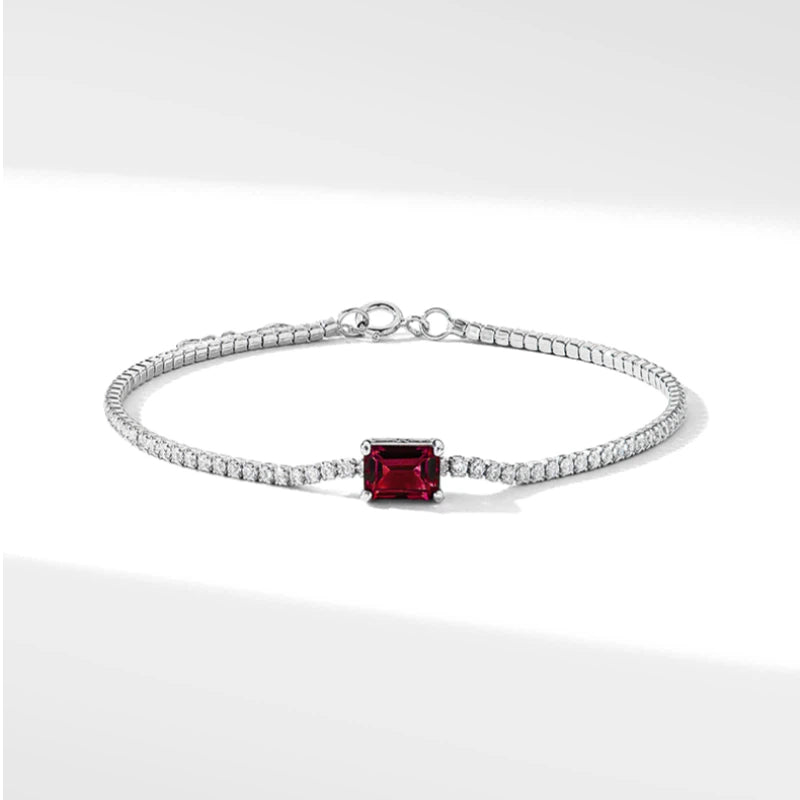 Ruby Faceted Bracelet S925 Silver Women's Style