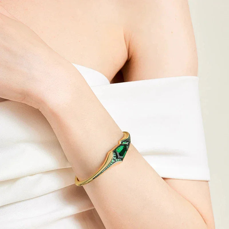 Emerald Adjustable Bracelet Women's Style S925 Silver - OOAKB