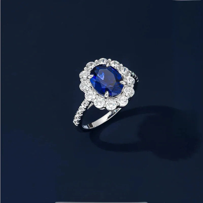 Sapphire Four-Prong Ring S925 Silver Women's Style - OOAKB