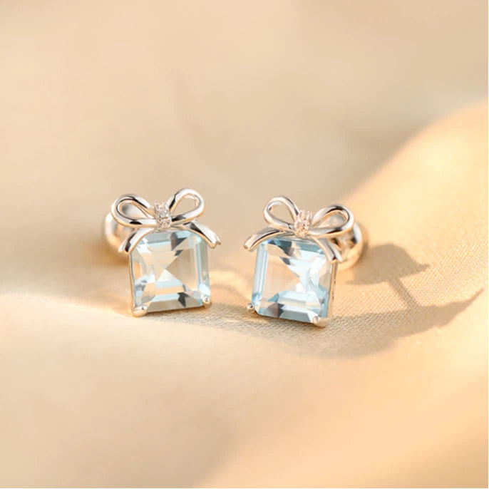 Topaz S925 Silver Bowknot Earrings
