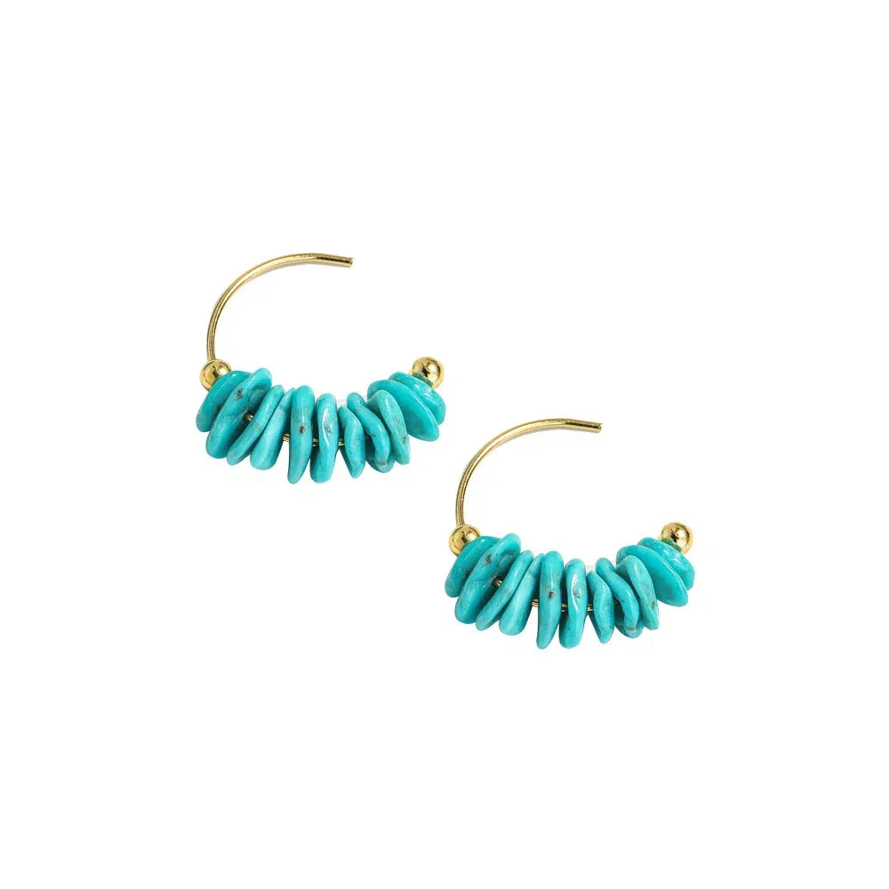 Turquoise Seed Material Geometric Shape Earrings - OOAKB