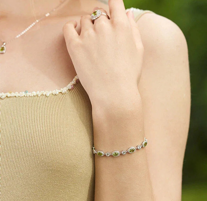 Natural Oval Peridot Bracelet - OOAKB