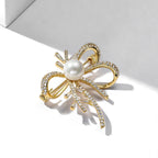 Chanel-style Bowknot Shell Pearl Brooch