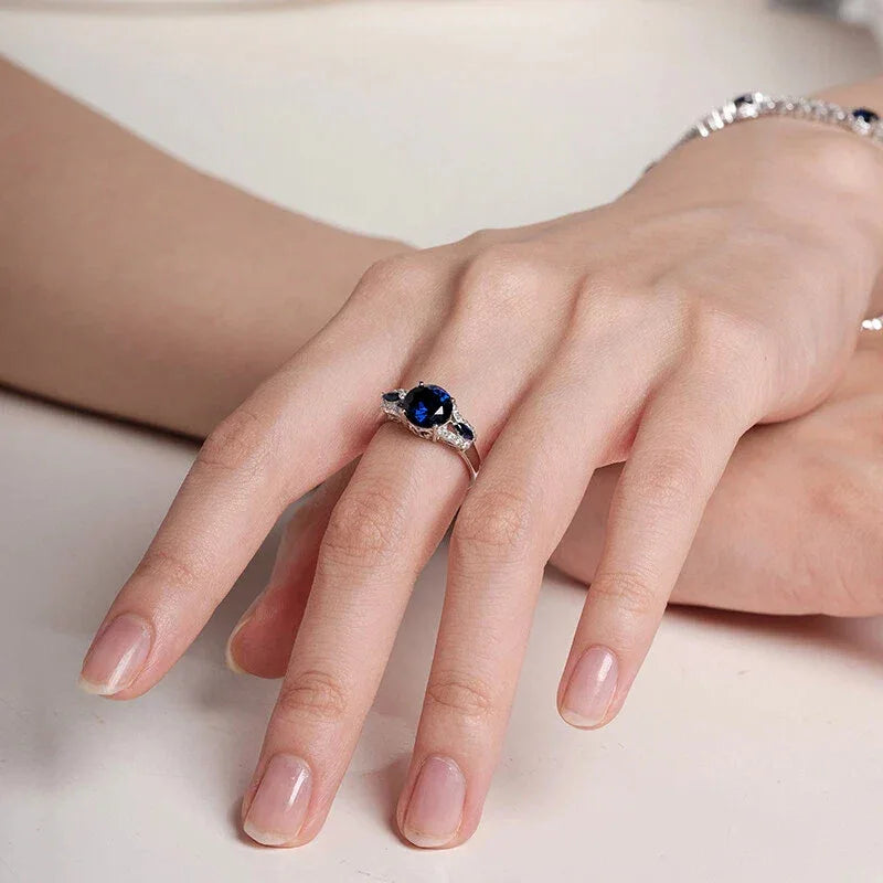 Sapphire S925 Silver Double-Side Gem Ring - OOAKB