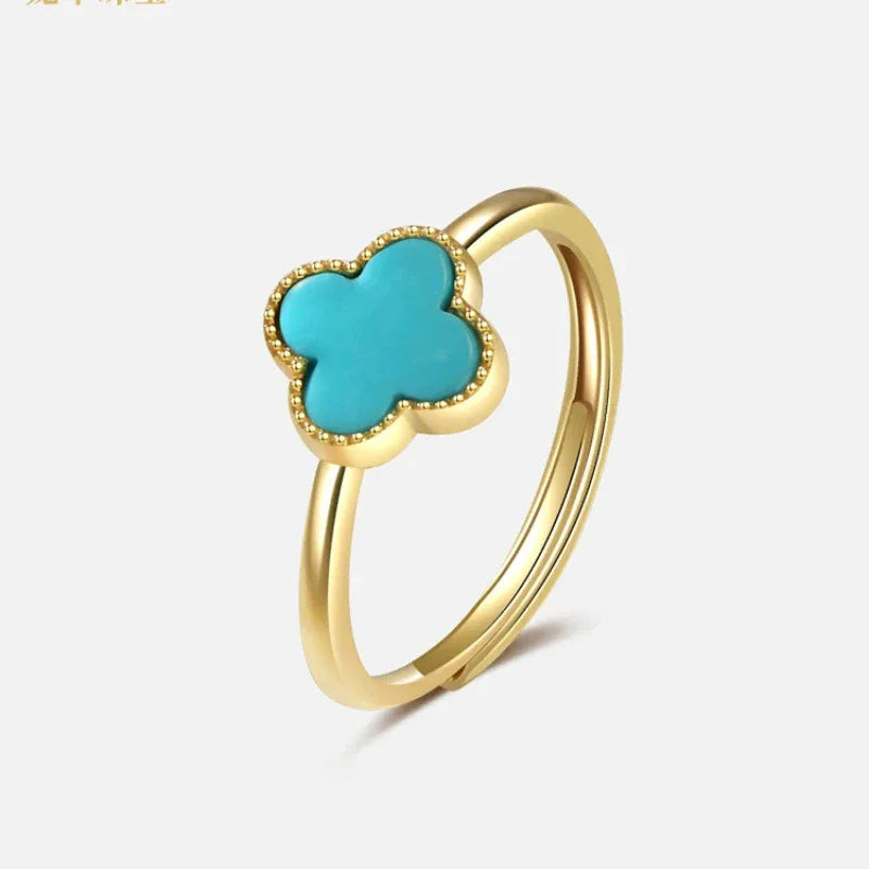 Natural Turquoise Clover Ring - OOAKB