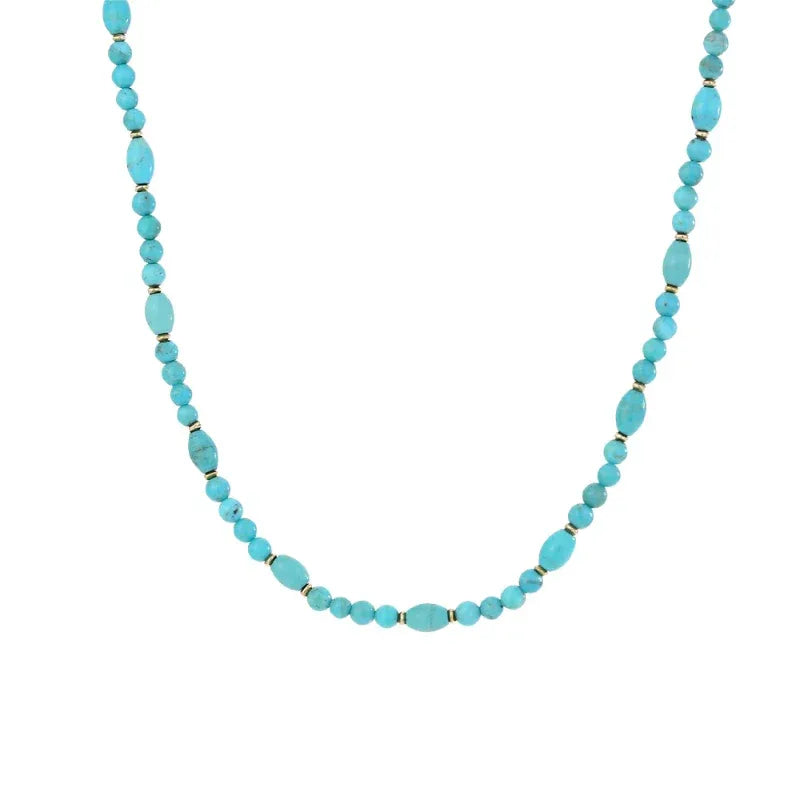 Natural Turquoise Round & Barrel Bead DIY Luxury Necklace - OOAKB