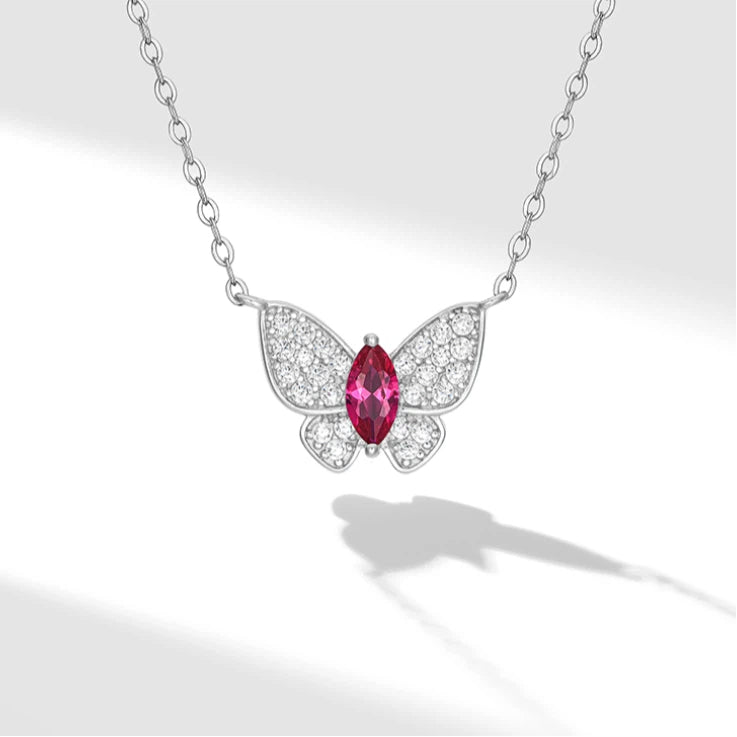 Butterfly Ruby Necklace S925 Silver