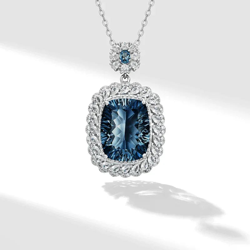 London Blue Natural Topaz Light Luxury Necklace - OOAKB