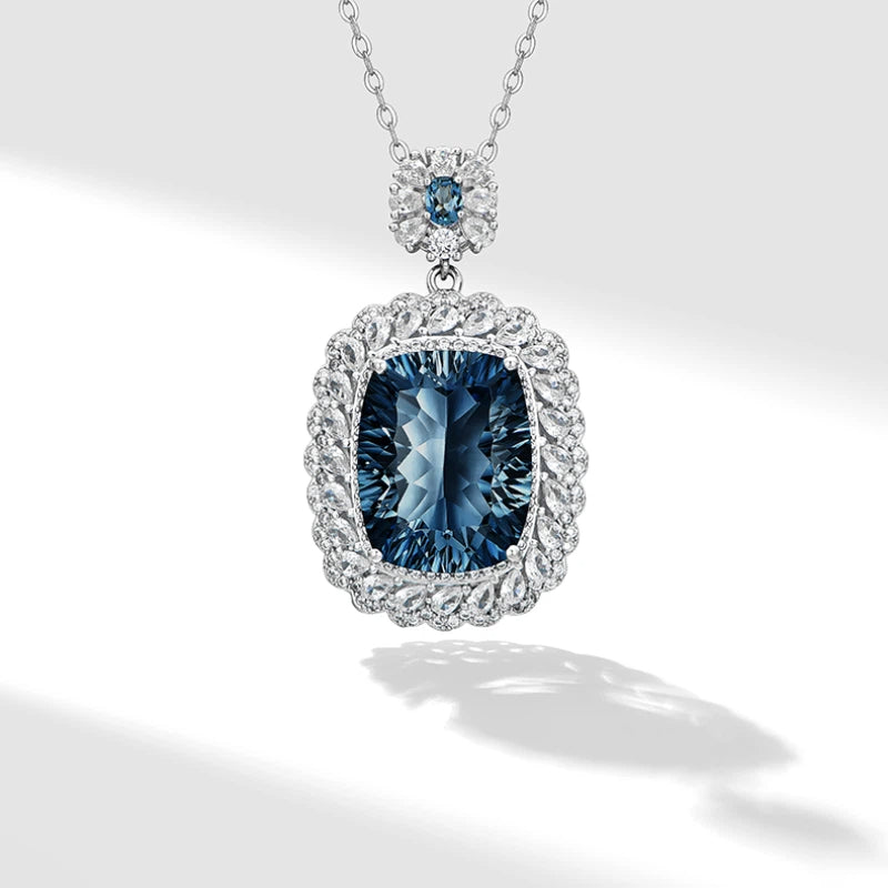 London Blue Natural Topaz Light Luxury Necklace