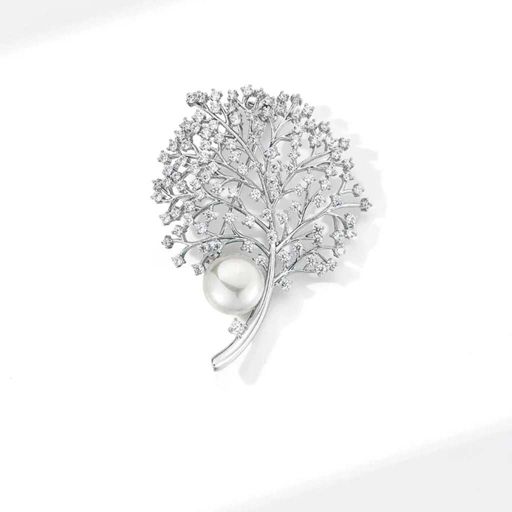 Freshwater Pearl Tree of Life Brooch S925 Silver Women's Style - OOAKB