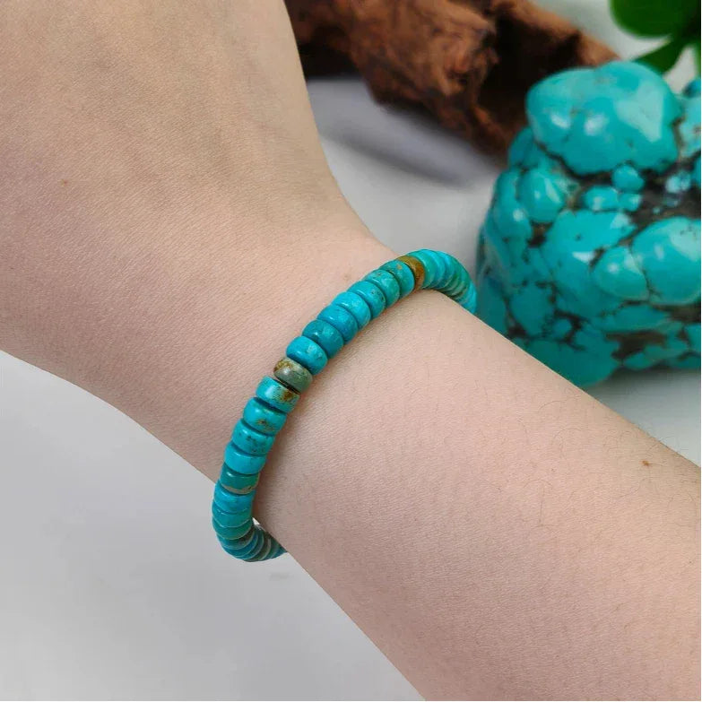 Turquoise Straight-Cut Abacus Bead Bracelet - OOAKB