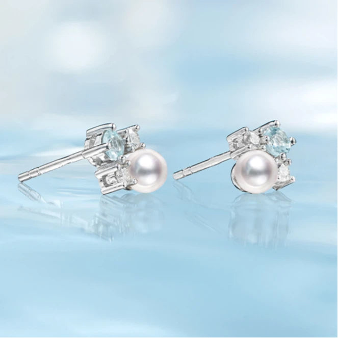 Topaz S925 Silver Saltwater Pearl Earrings