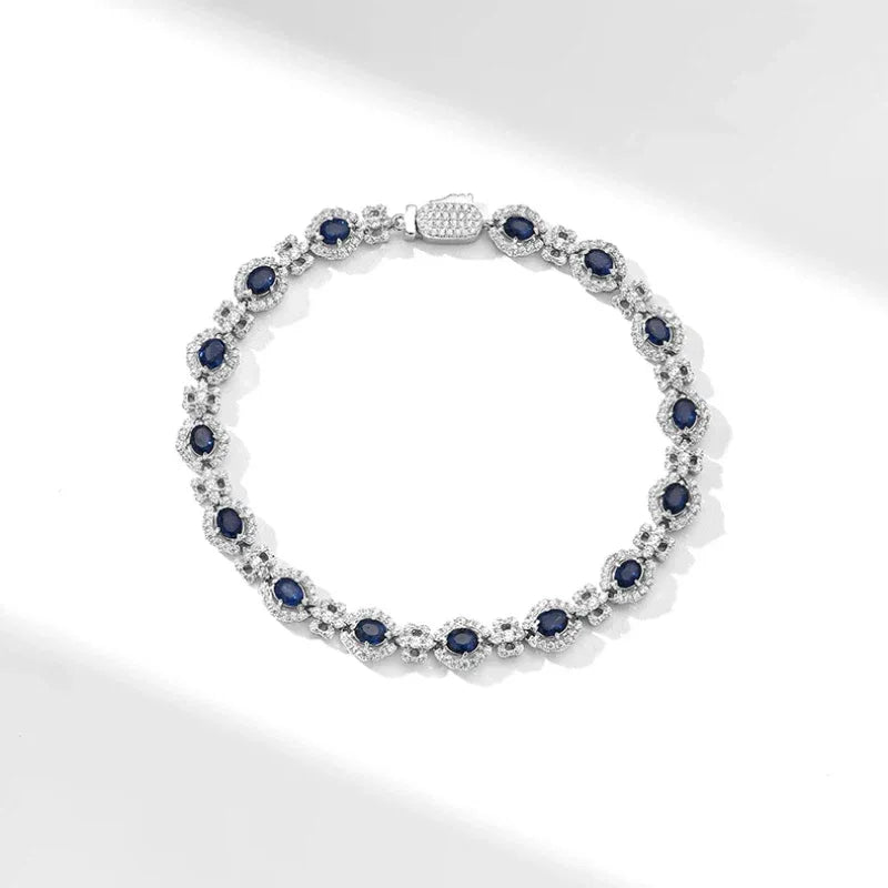 Sapphire Inlaid Diamond Link Light Luxury Bracelet - OOAKB