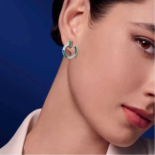 Malachite Small Round Disc Coin Earrings S925 Silver - OOAKB