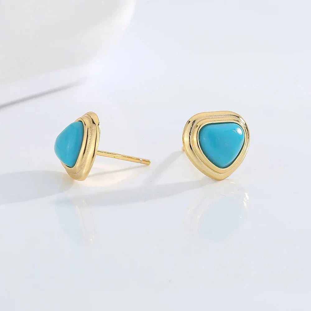 Natural Turquoise Heart-Shaped Luxury Earrings - OOAKB