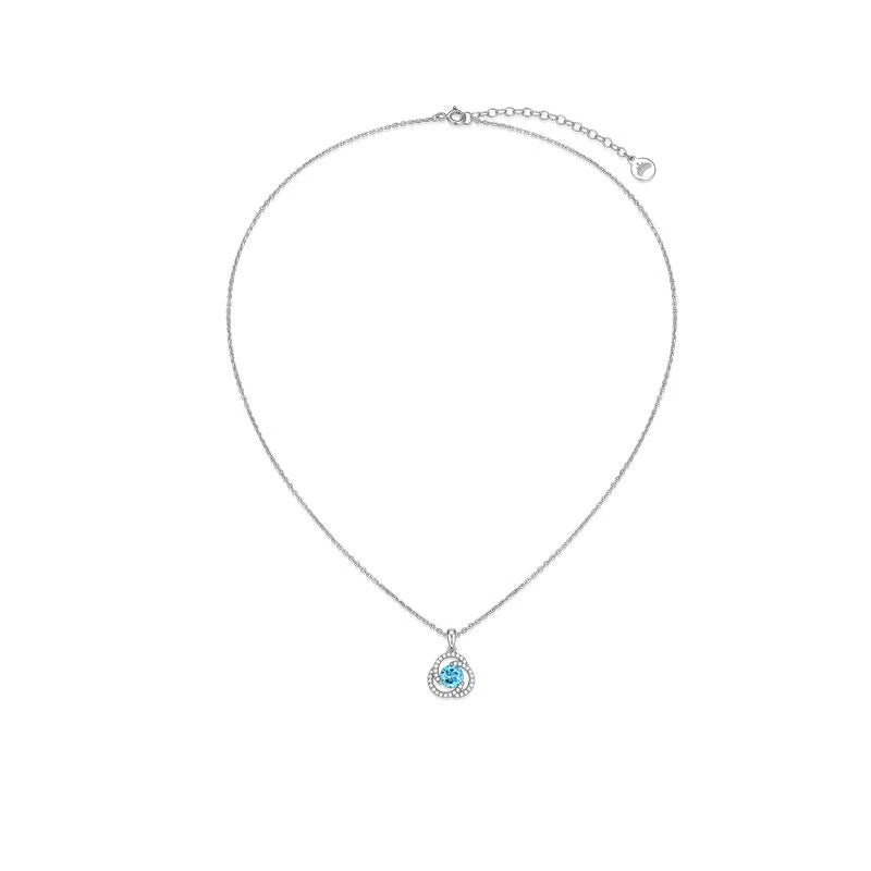 Topaz S925 Rhodium Plated Heart of the Ocean Necklace