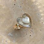 Maillard Retro Heart-Shaped Pearl Open Ring