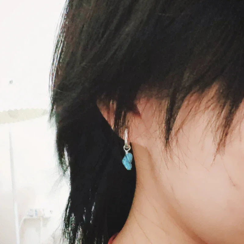 Silver Natural Irregular Turquoise Earrings - OOAKB