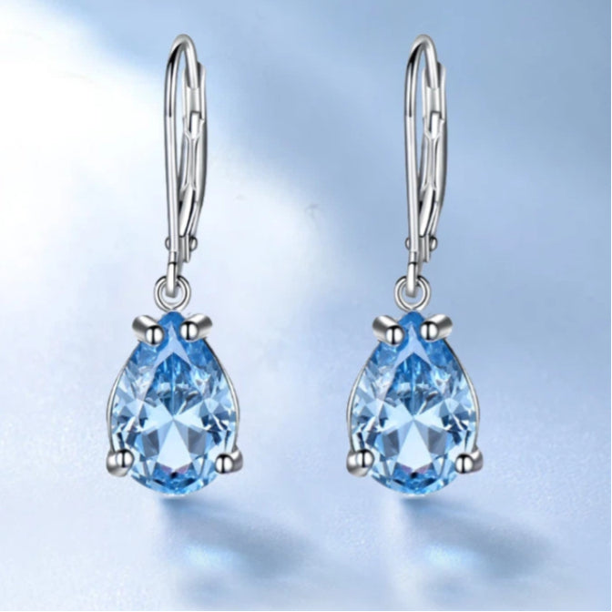 Sea Blue Topaz S925 Silver Closed-Back Earrings