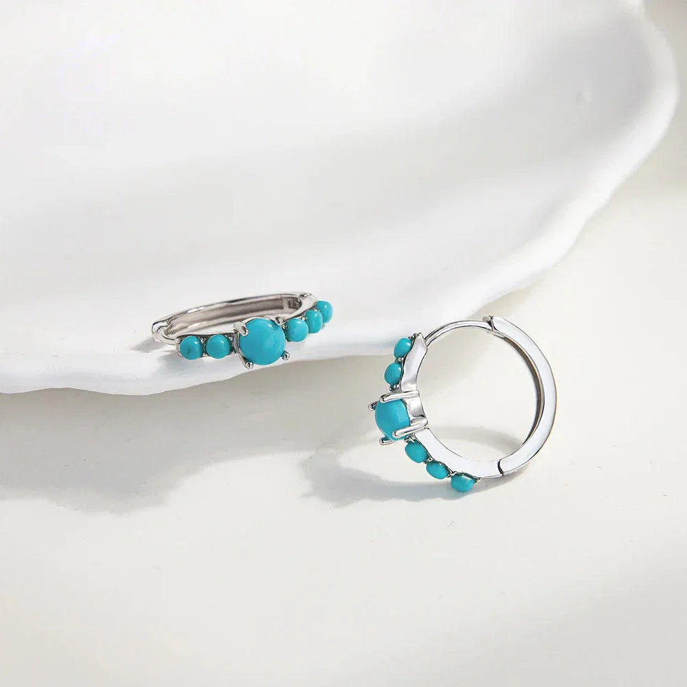 Natural Turquoise Round Earrings - OOAKB