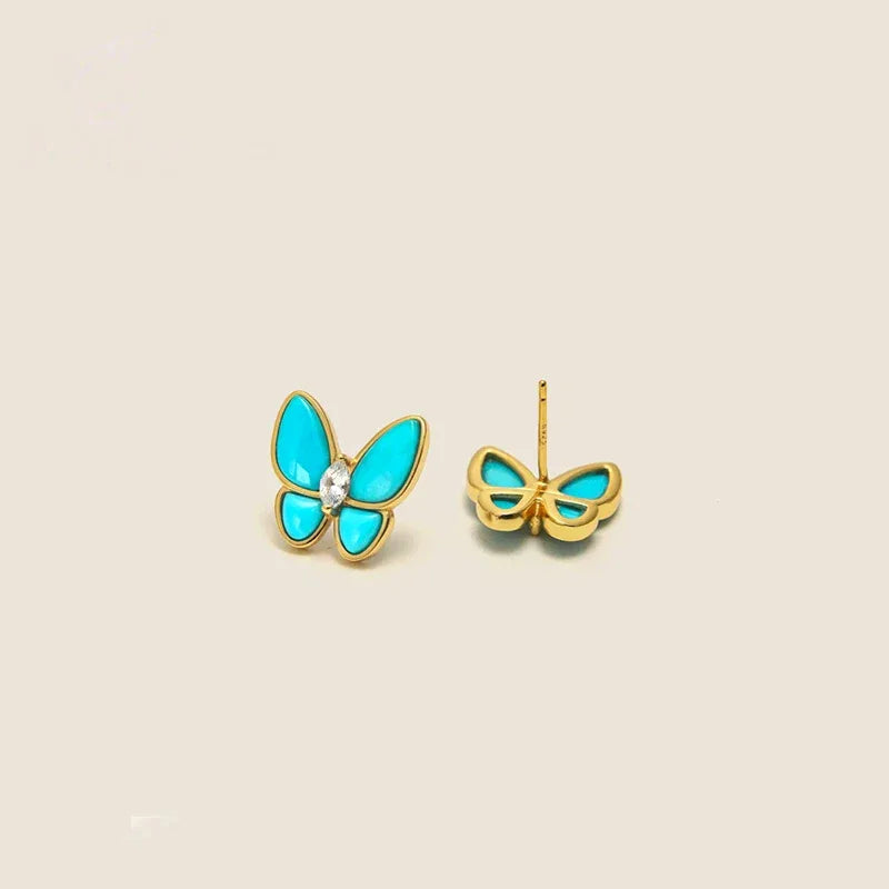Natural Turquoise Butterfly Earrings - OOAKB