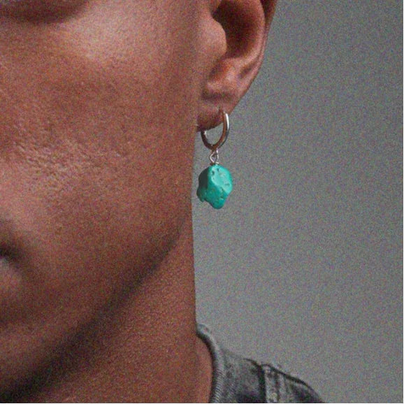 S925 Silver Turquoise Dangle Earrings Unisex - OOAKB