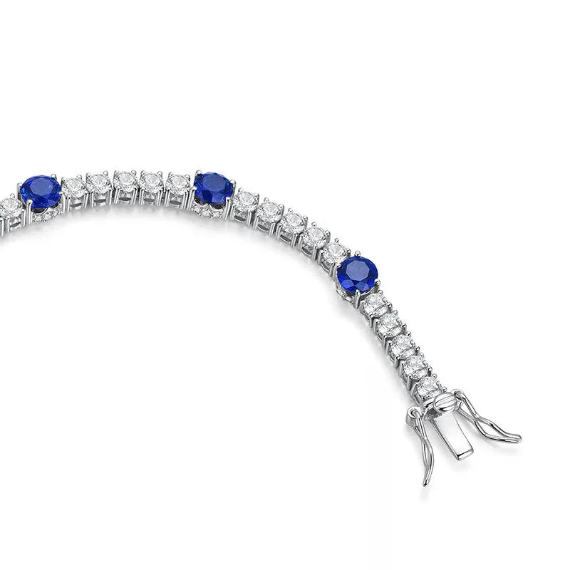 Sapphire S925 Silver Full-Inlaid Bracelet - OOAKB
