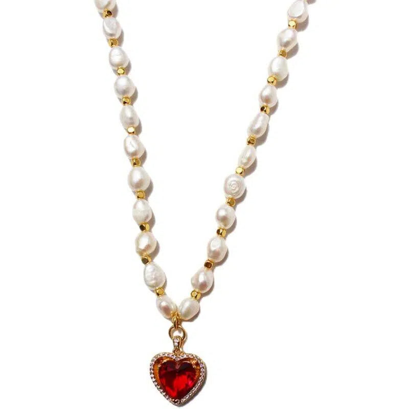 French Retro Heart-Shaped Pearl Necklace