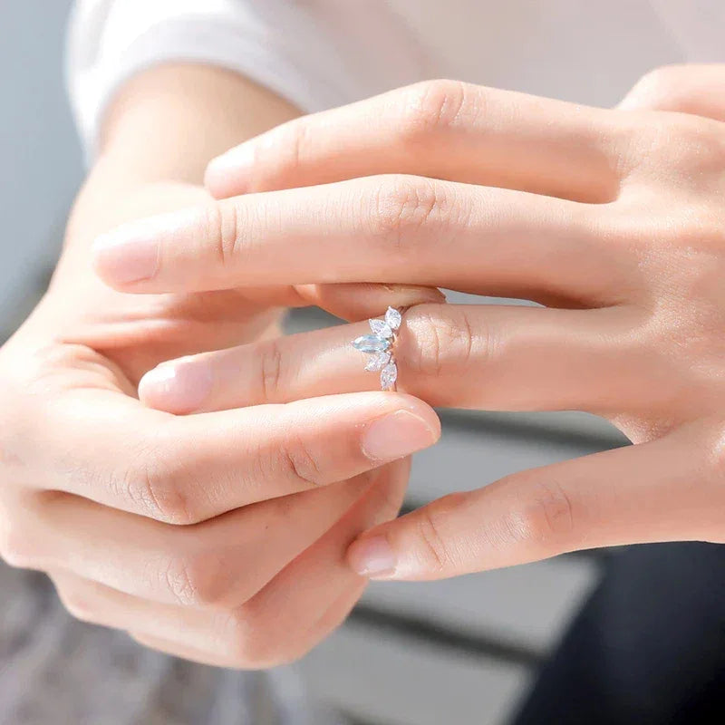 Natural Aquamarine Open Adjustable Ring - OOAKB
