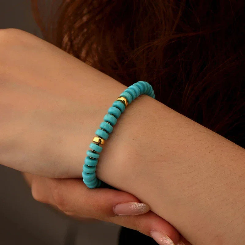 Natural Turquoise Abacus Bead DIY Luxury Bracelet - OOAKB