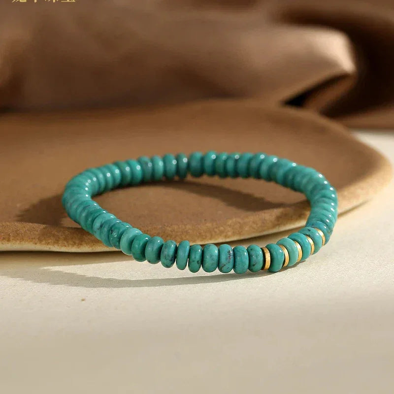 Turquoise Straight-Cut Abacus Bead Adjustable Bracelet - OOAKB