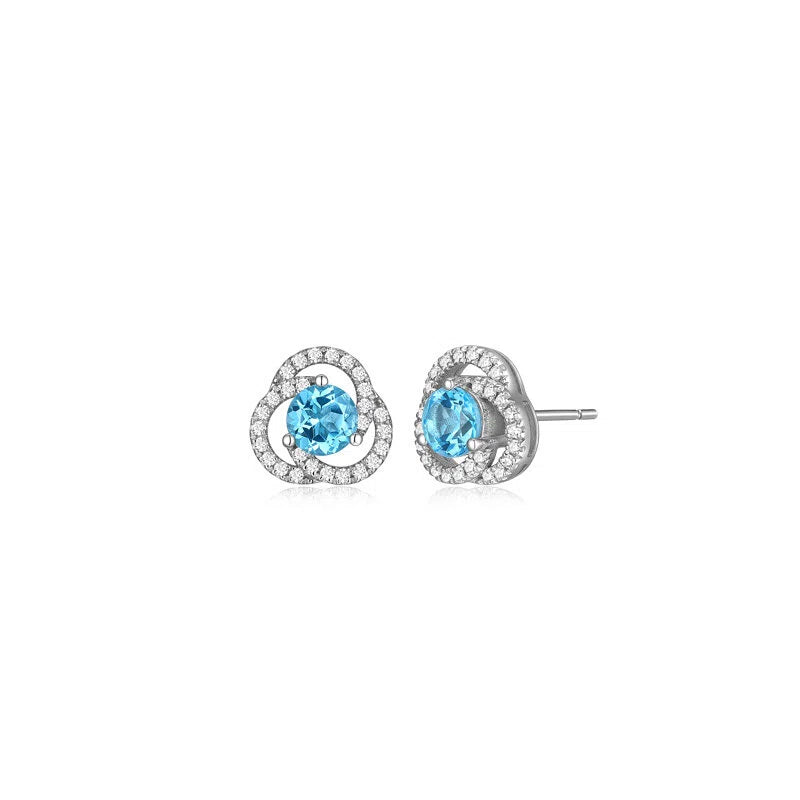 Topaz S925 Rhodium Plated Semi-Circle Earrings