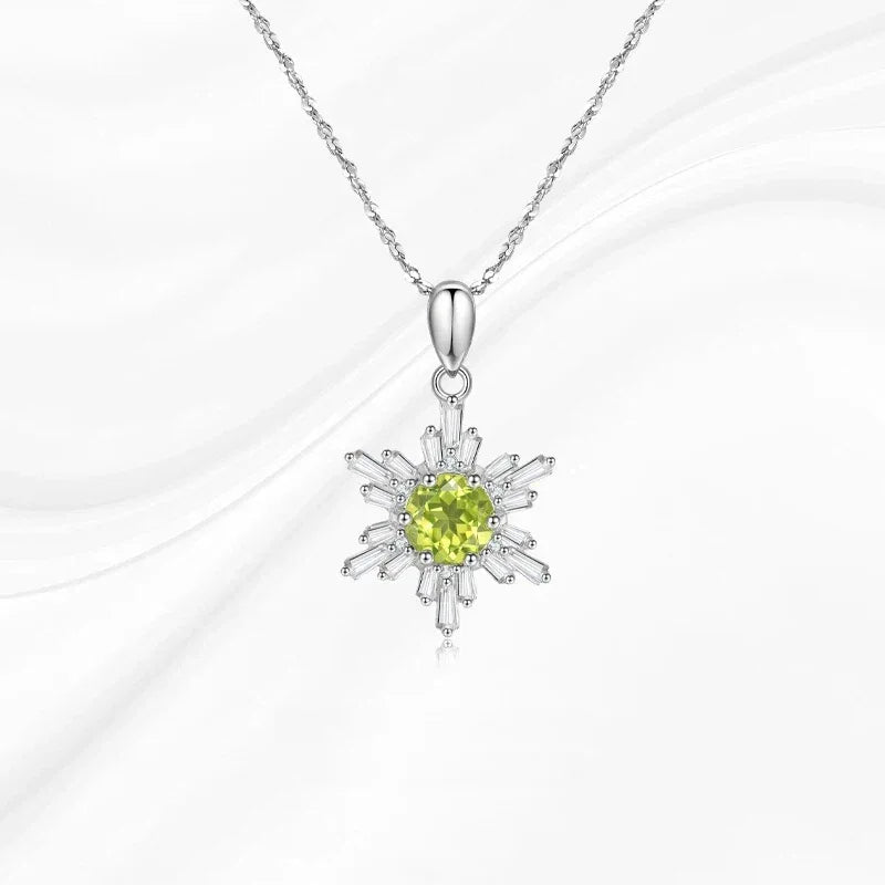 Natural Peridot Snowflake Collar Necklace - OOAKB