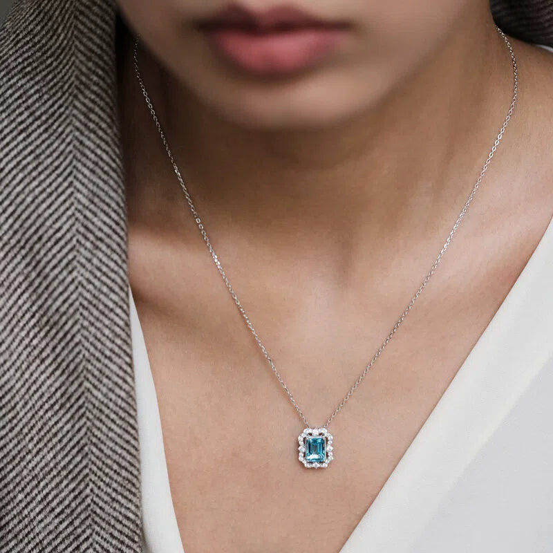 Topaz S925 Rhodium Plated Square Candy Necklace