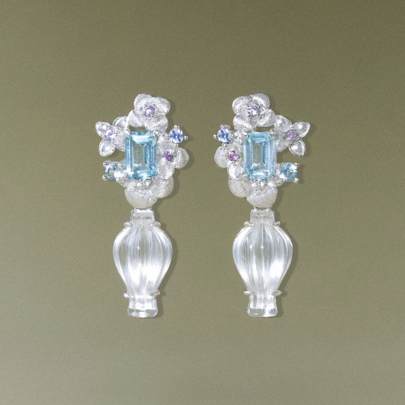 Topaz S925 Silver Detachable Flower Earrings