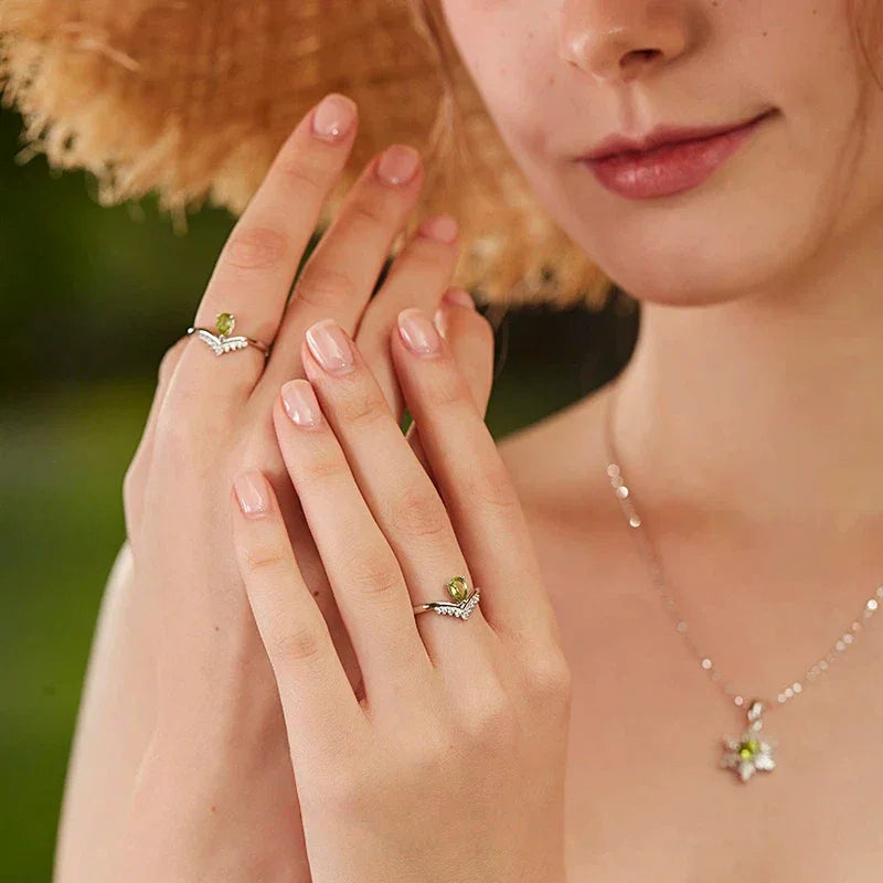 Natural Crown Peridot Open Ring - OOAKB