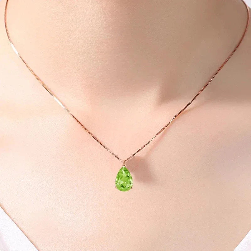 Natural Peridot Water Drop Luxury Collar Necklace - OOAKB
