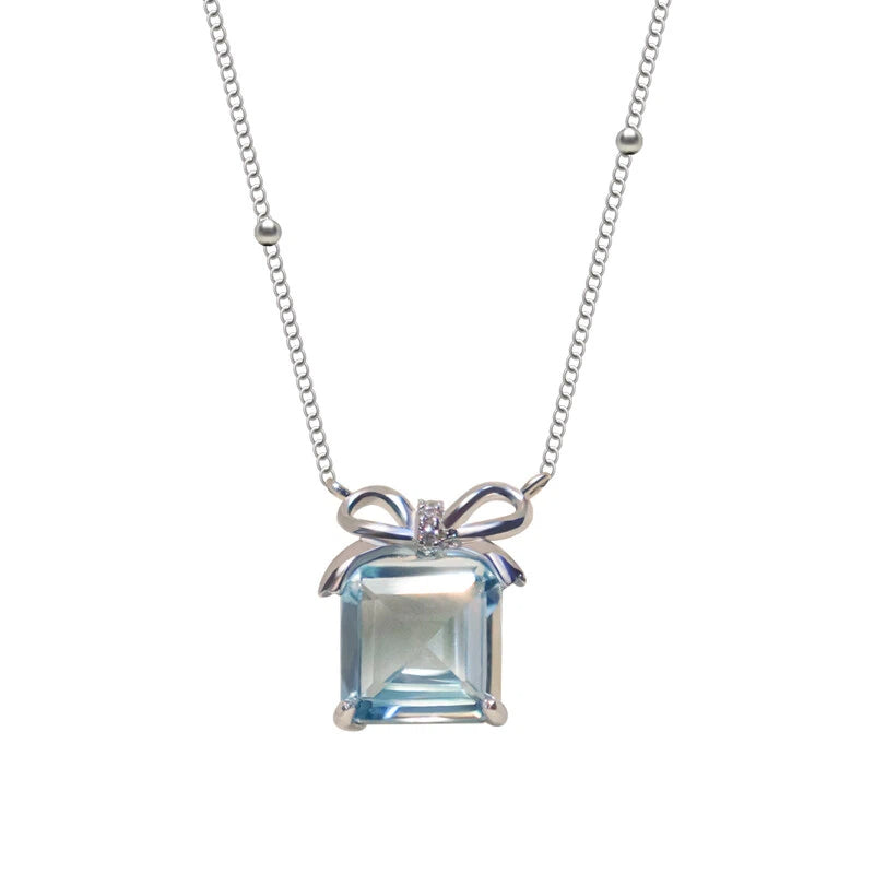 Topaz S925 Silver Bowknot Necklace